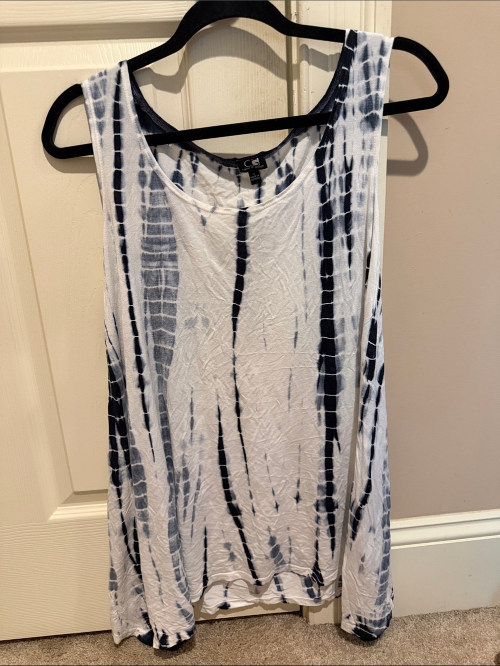Coastal Tie-Dye Navy & White Swim Coverup Tank